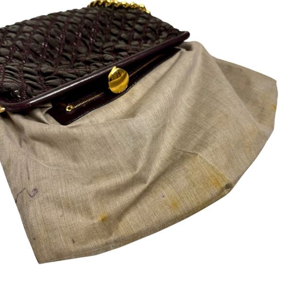 Marc Jacobs Plum MINA Stam Bag Kiss Lock Frame Purse Shoulder Quilted Elastic - Picture 11 of 16